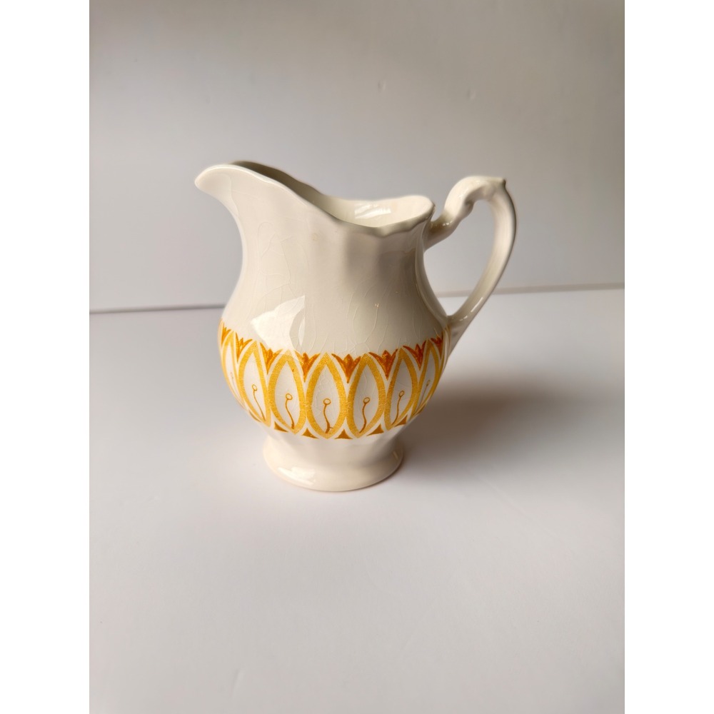 JG Meakin Medici Creamer Vintage English Ironstone Orange Yellow Tulip Pitcher